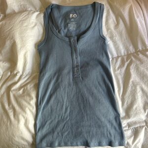 Blue button up tank top